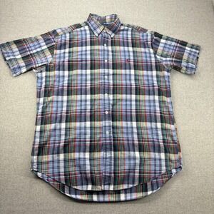 Vintage Polo Ralph Lauren Madras Plaid‎ Short Sleeve Blake Shirt Mens M Y2K